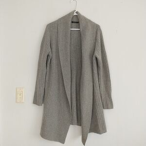 Wico Open Cardigan Sweater Womens XL/M*Gray Lambswool Angora Blend Rib Knit Long